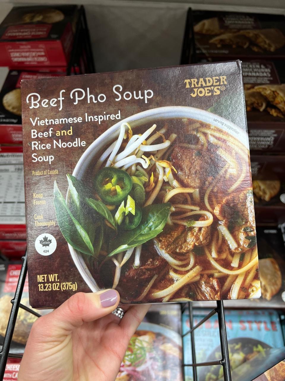 Many of the frozen meals at Trader Joe's are delicious, and many others are totally decent. But man, this attempt at Vietnamese pho was a real disappointment. First of all (and it might seem superficial) but this soup looks pretty gross, like a brown, gloopy mess. More importantly though, it's bland as can be. Whereas pho is typically incredibly fragrant and bursting with complex flavor, this frozen version tastes like it needs a heavy hand of spices.