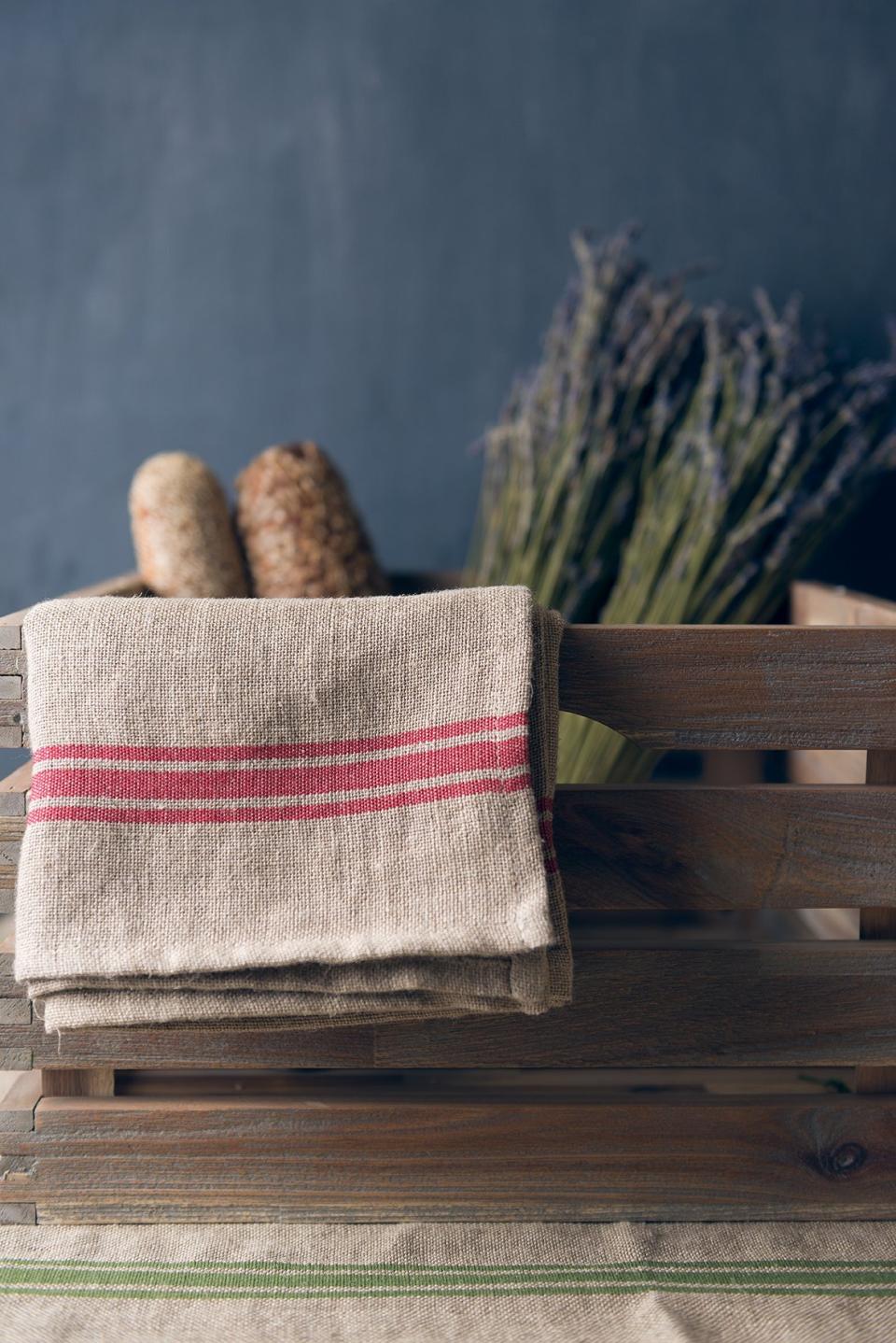 Red Monogrammed Linen Napkins