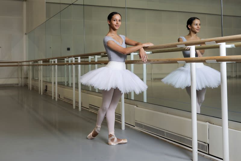 Frankie Hayward, principal dancer of the Royal Ballet and actress in forthcoming Cats movie poses for a photograph after rehearsal at the Royal Opera House in London, Britain