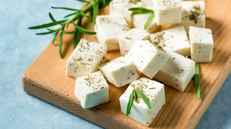 cubes of feta cheese