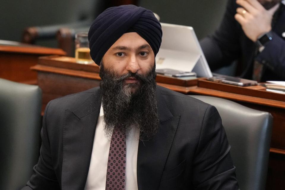 Ontario's Minister of Transportation Prabmeet Sarkaria attends Question Period at the Ontario Legislature in Toronto on Tuesday, Nov. 28, 2023. (Chris Young/The Canadian Press - image credit)