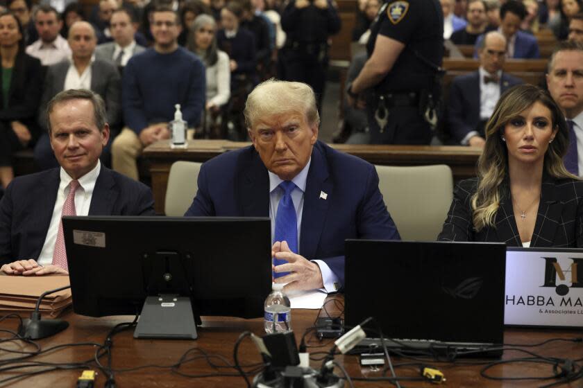 Former President Donald Trump waits to take the witness stand during his civil fraud trial at New York Supreme Court, Monday, Nov. 6, 2023, in New York. (Brendan McDermid/Pool Photo via AP)