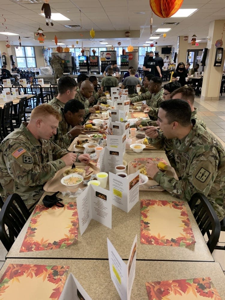 Military students at Fort Lee gathered, albeit socially distanced, to celebrate Thanksgiving.