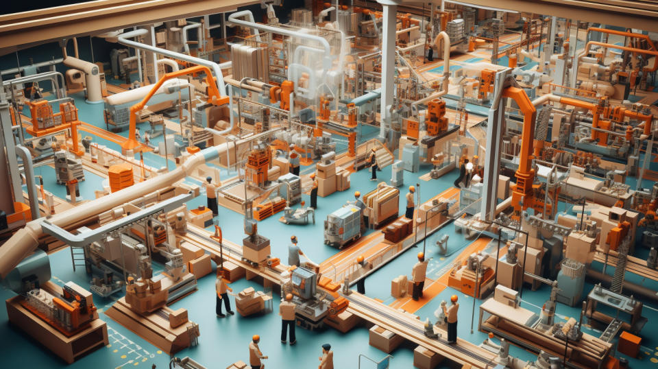 An overview of a manufacturing plant, representing the production of consumer products from the company.