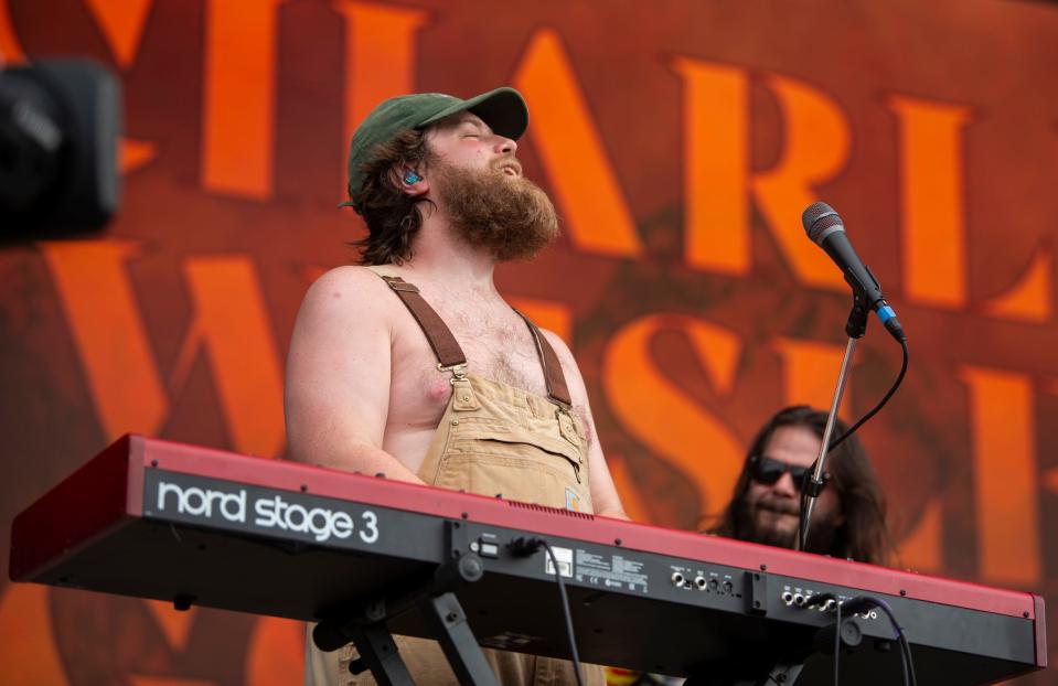 Max Somerville on keys during Charles Wesley Godwin performance at Bonnaroo in Manchester, Tenn., on Sunday, June 16, 2024.