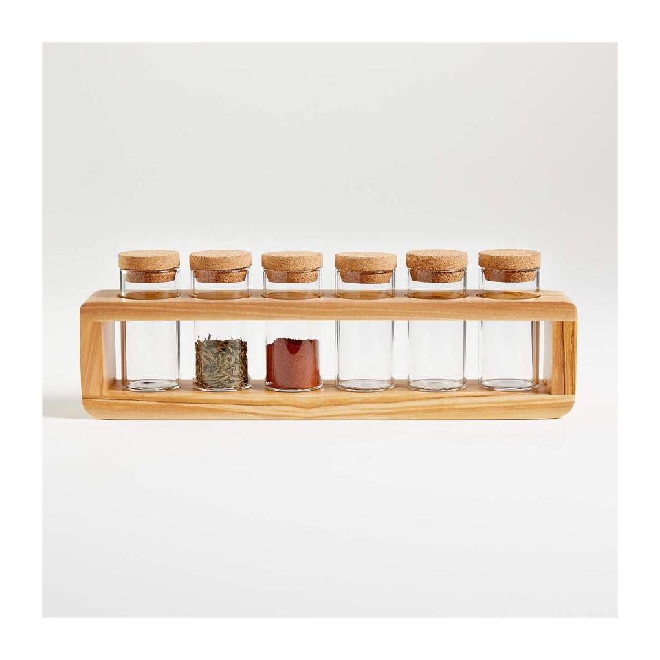 Maia Olivewood 6-Jar Spice Rack