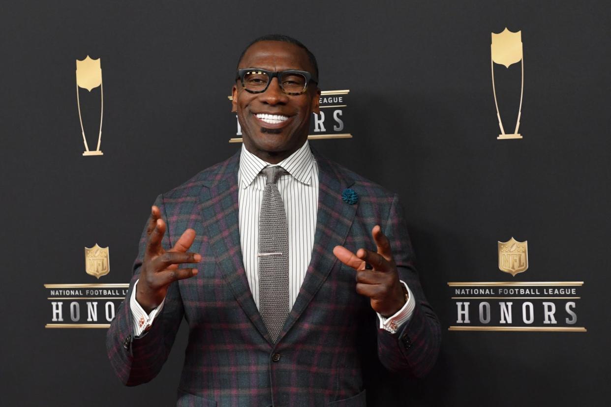 Shannon Sharpe arrives at the 2019 NFL Honors ceremony.