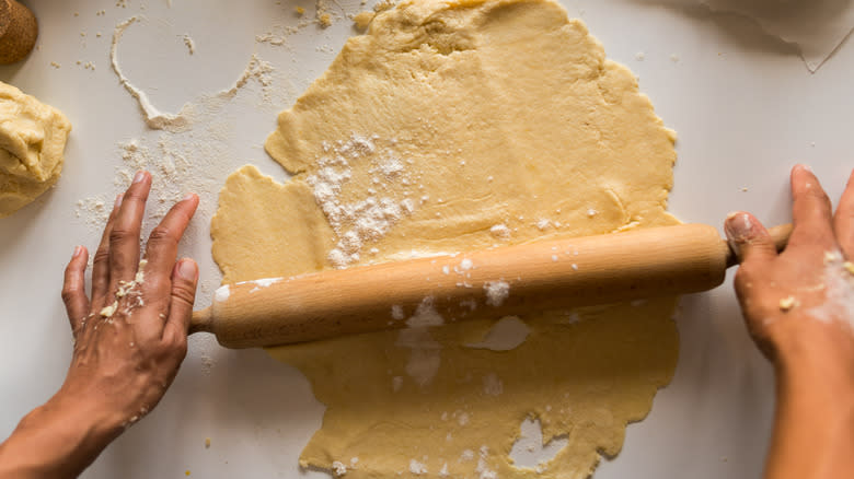 Pie-crust dough on table