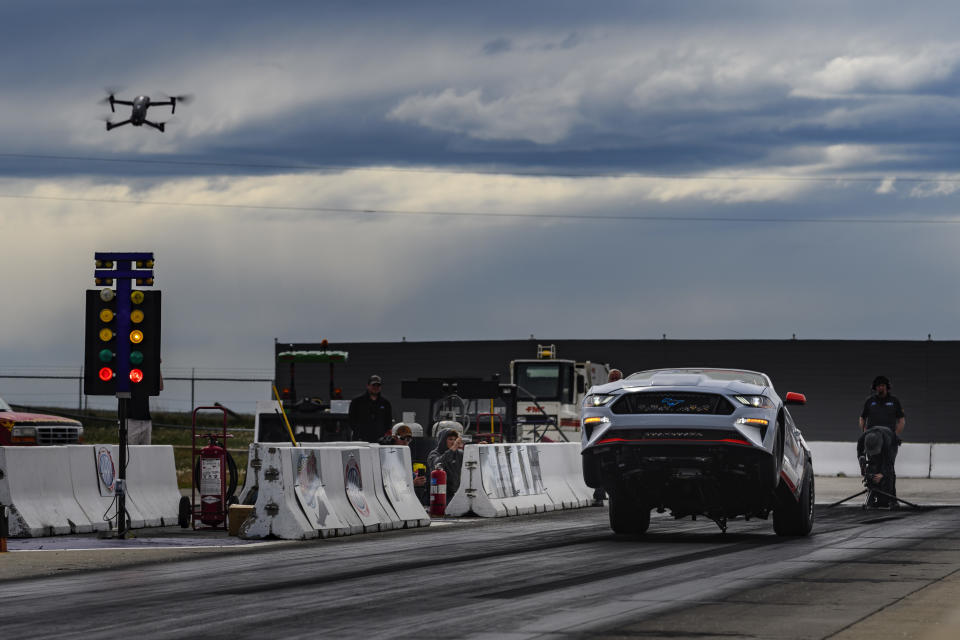 Engineered to shatter towering performance goals without using a drop of fuel, the all-electric Ford Mustang Cobra Jet 1400 prototype has blazed through a quarter-mile in 8.27 seconds at 168 miles per hour and reached 1,502 peak wheel horsepower in recent private development testing.