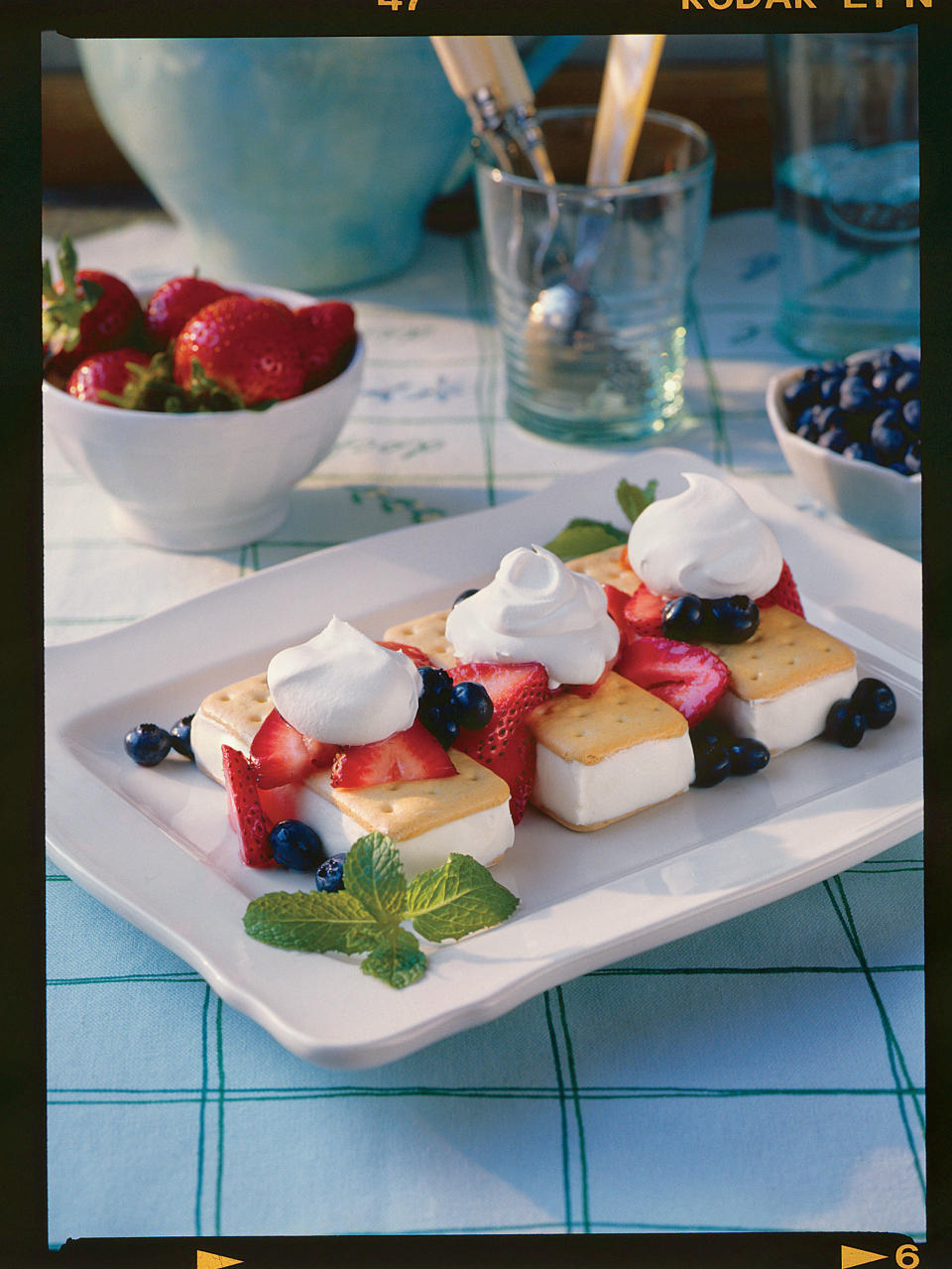 Strawberry-Blueberry Shortcake Ice Cream Sandwiches