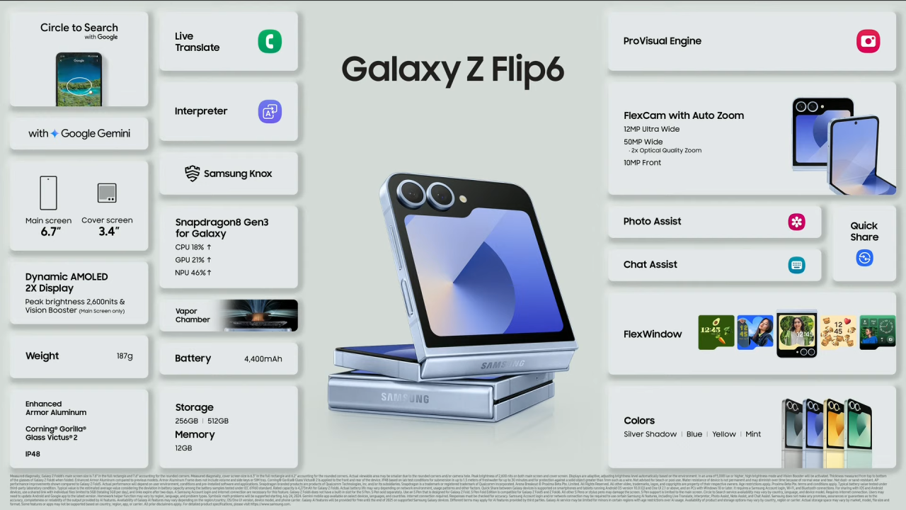 Galaxy Z Flip6 specs