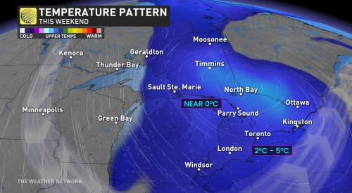 Ontario temperature pattern this weekend