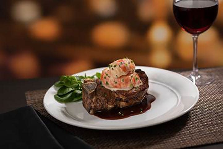 A 16-ounce bone-in filet and South African lobster tail bordelaise special at The Capital Grille.