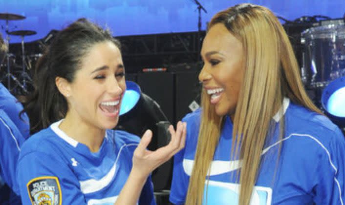 Meghan Markle and Serena Williams, pictured at a celebrity flag football event in 2014, have given each other advice for years. (Photo: Kevin Mazur via Getty Images)