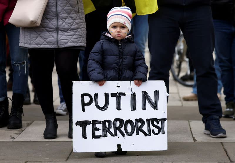 Protest against Russia's invasion of Ukraine, in London