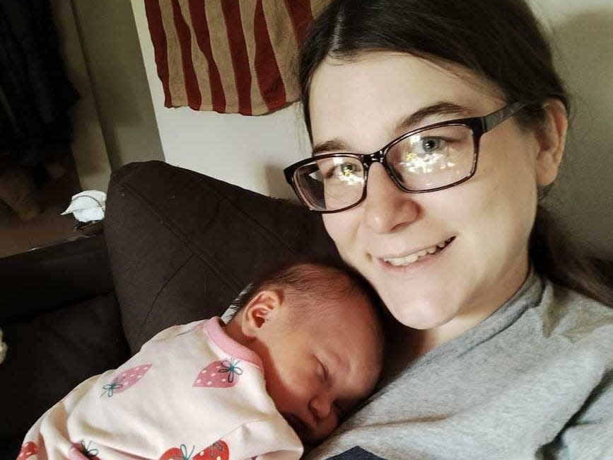 Kelsey Hudie and her newborn, Nylah