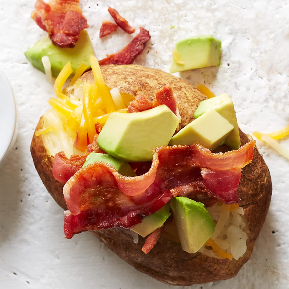 Bacon and Avocado Topped Baked Potato