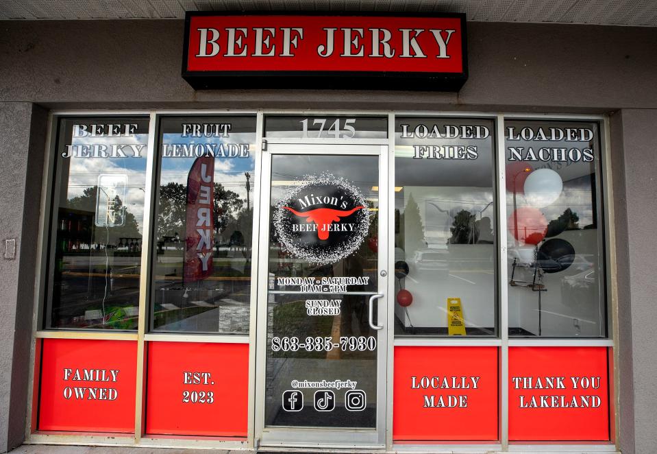 The storefront, overlooking Lake Parker, allows the Mixons to keep a wide selection of beef jerky on hand alongside hot to-go food items. Talisa said the honey heat flavor is the couple's best seller.