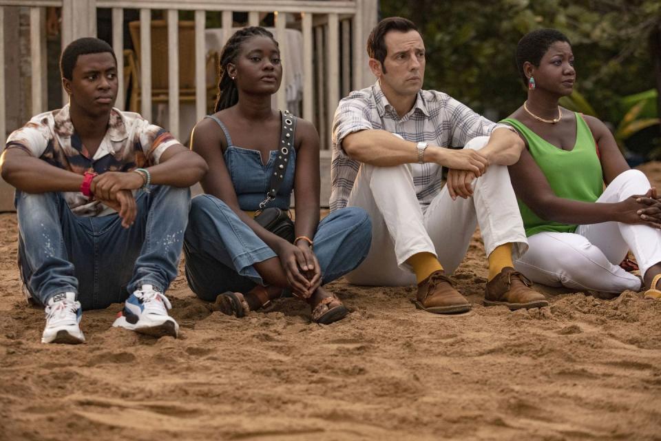 death in paradise, marlon pryce tahj miles, naomi thomas shantol jackson, di neville parker ralf little and darlene curtis ginny holder