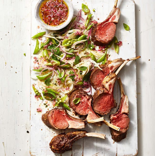 <p>This is one dish you'll wish you had leftovers of, especially when you serve them up with this fresh and crunchy salad of lightly pickled fennel and onion, snap peas, and herbs.</p><p>Get the Lamb Chops and Snap Pea Salad recipe from <a href="https://www.goodhousekeeping.com/food-recipes/healthy/a39475430/lamb-chops-and-snap-pea-salad-recipe/" rel="nofollow noopener" target="_blank" data-ylk="slk:Good Housekeeping;elm:context_link;itc:0;sec:content-canvas" class="link "><strong>Good Housekeeping</strong></a>.</p>