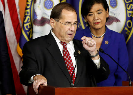 FILE PHOTO: U.S. House Democrat Jerrold Nadler (D-NY) and Judy Chu (D-CA) hold a news conference to ask the Justice Department to investigate the Trump Foundation's donations to Florida Attorney General Pam Bondi in Washington, U.S., September 14, 2016. REUTERS/Gary Cameron/File Photo