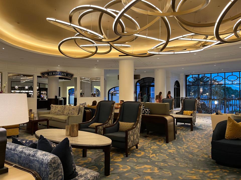 interior shot of the lobby at disney's riviera resort in disney world
