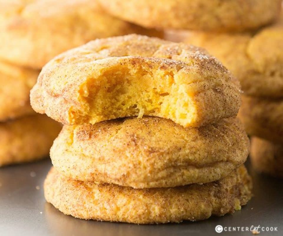 <p>Center Cut Cook</p><p>Pumpkin Snickerdoodle Cookies are super soft with just a hint of pumpkin!</p><p><strong>Get the recipe: </strong><a href="https://www.centercutcook.com/pumpkin-snickerdoodle-cookies/" rel="nofollow noopener" target="_blank" data-ylk="slk:Pumpkin Snickerdoodle Cookies;elm:context_link;itc:0;sec:content-canvas" class="link rapid-noclick-resp">Pumpkin Snickerdoodle Cookies </a></p>