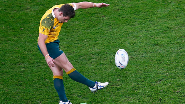 Bernard Foley gets the Wallabies on the board with a penalty goal.