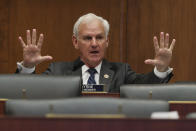 Rep. Bradley Byrne, R-Ala., questions witnesses during a House Committee on Education and Labor Subcommittee on Workforce Protections hearing examining the federal government's actions to protect workers from COVID-19, Thursday, May 28, 2020 on Capitol Hill in Washington. (Chip Somodevilla/Pool via AP)