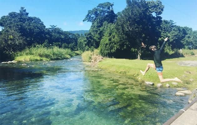 The small bridge is perfect for small kids to jump off. Photo: @chateau_carbeen Instagram