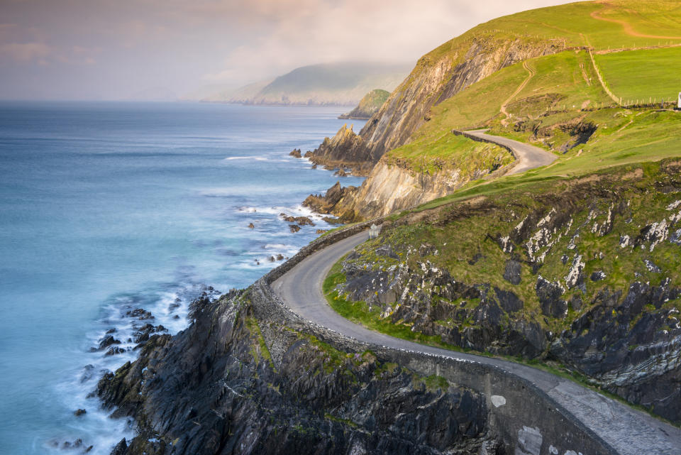 A winding road by the sea.