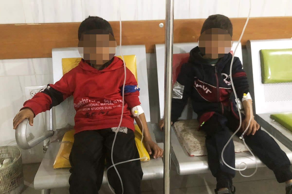Children on IV drips inside the Kamal Adwan hospital in Gaza City (Supplied)