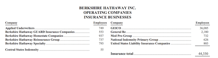 Berkshire Hathaway Inc. Operating Companies Insurance Businesses