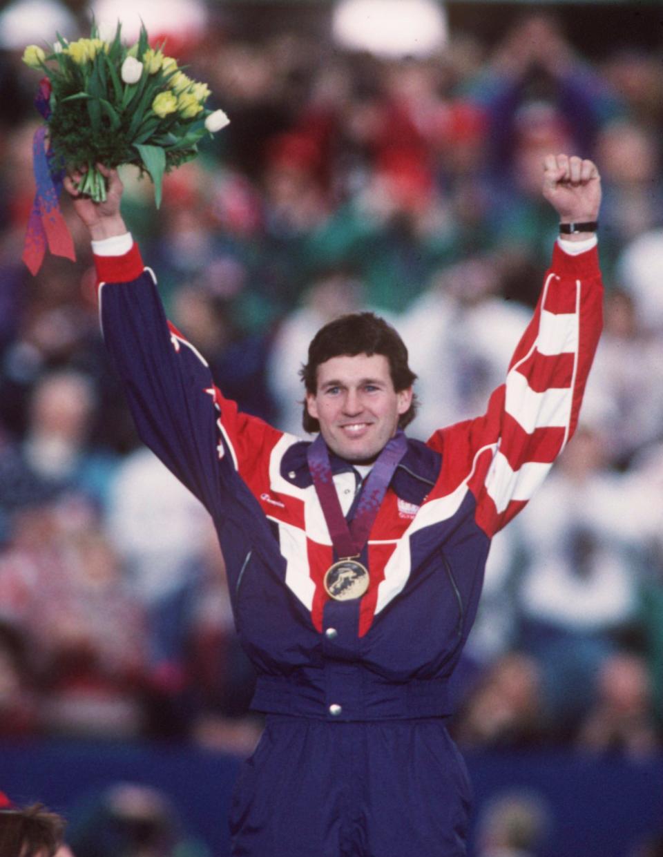 <p>It took speed skater Dan Jansen 10 years to win his first gold medal. Just hours after his sister passed away from Leukemia, Jansen competed in the 1988 Games and fumbled. He lost again in the 1992 Games, but in a true story of persistence, he won gold in the 1000m in 1994, and used the win to honor his late sister. (AP) </p>