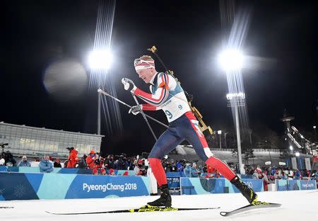 Biathlon - Pyeongchang 2018 Winter Olympics - Men's 20 km Individual Final - Alpensia Biathlon Centre - Pyeongchang, South Korea - February 15, 2018 - Johannes Thingnes Boe of Norway competes. REUTERS/Toby Melville