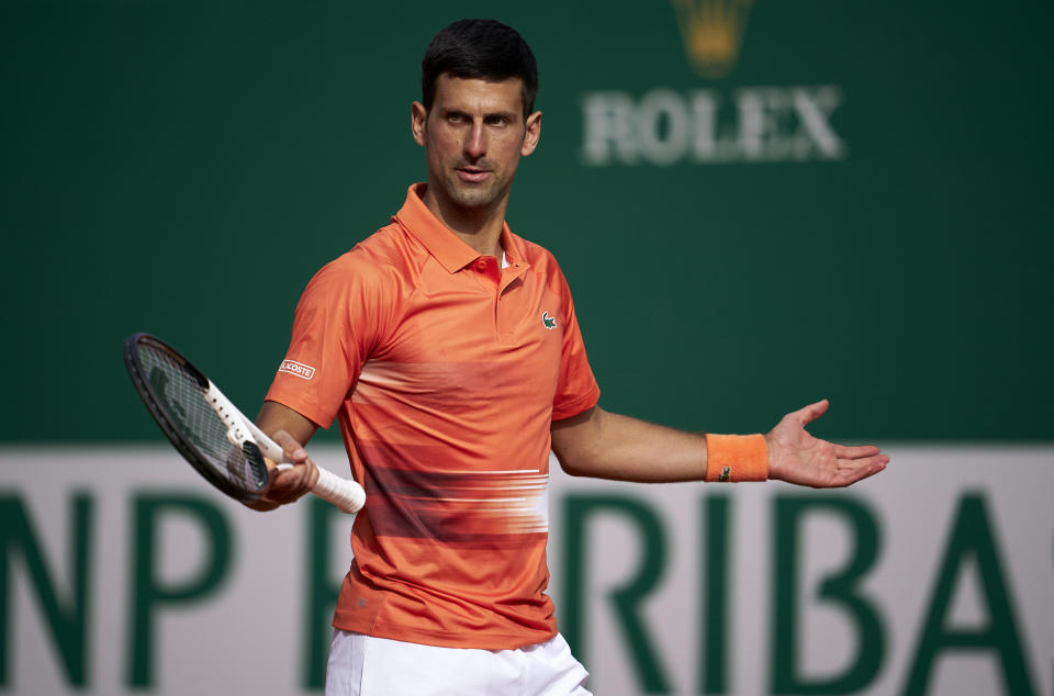 Novak Djokovic, pictured here during his match against Alejandro Davidovich Fokina in Monte Carlo.