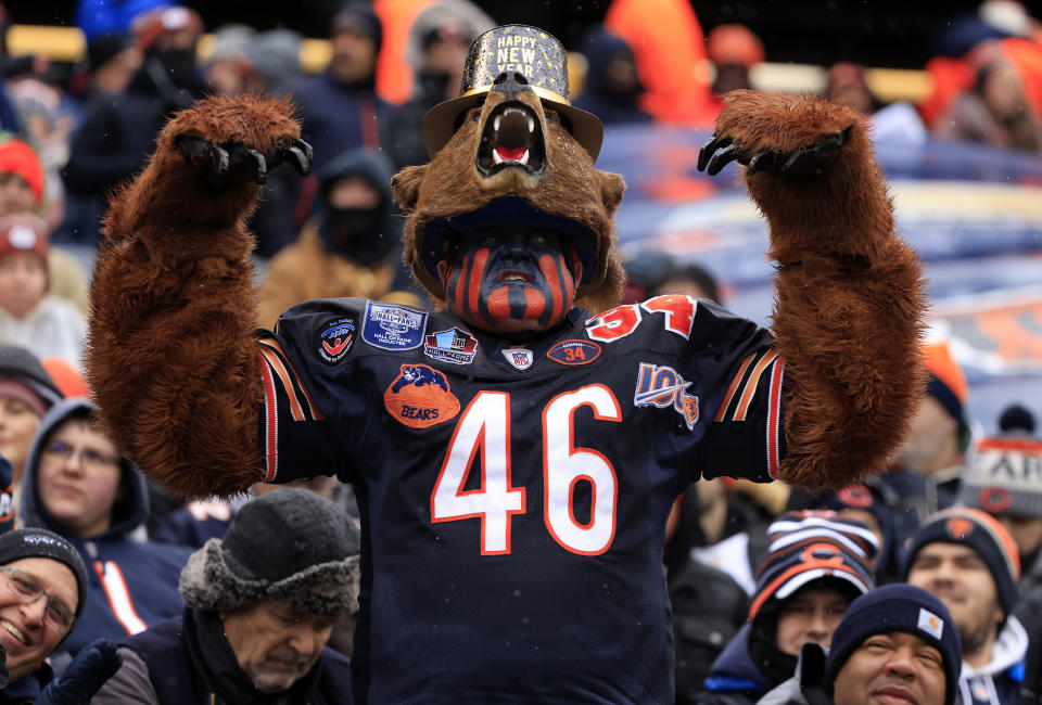 Why is this Bears fan happy? Because he's No. 1 ... in the NFL Draft, at least. (Justin Casterline/Getty Images)