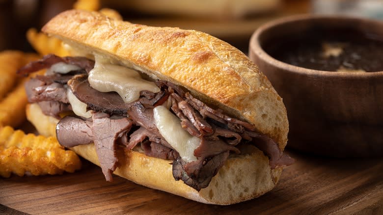 french dip baguette fries 