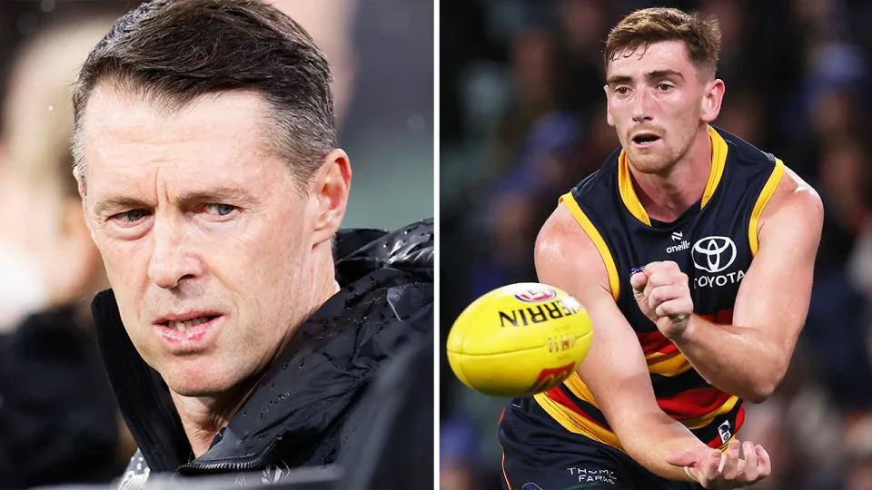 Collingwood and Craig McRae (pictured left) have missed out on the signing of Irish star Mark Keane (pictured right) who has re-signed with the Crows. (Getty Images)