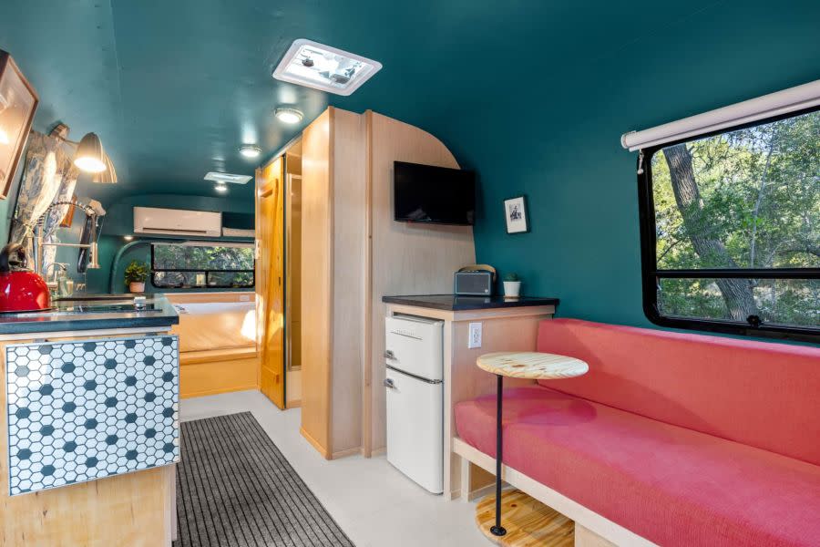 The Super Cute Retro Airstream short term rental located in Wimberley, Texas (Courtesy of Jennifer and Gregory)