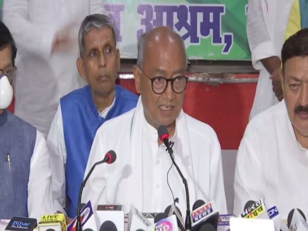 Congress leader Digvijaya Singh speaking at a press conference on Thursday. (Photo/ANI)