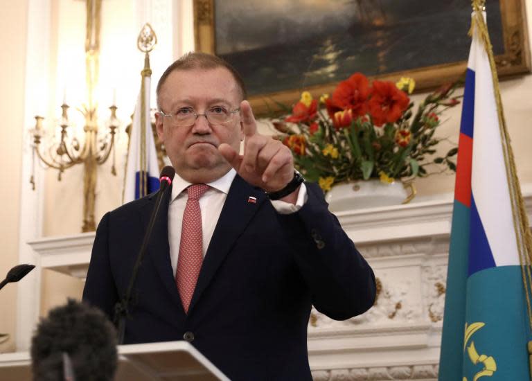 Russian ambassador claims UK has stocks of Novichok nerve agent, in extraordinary press conference