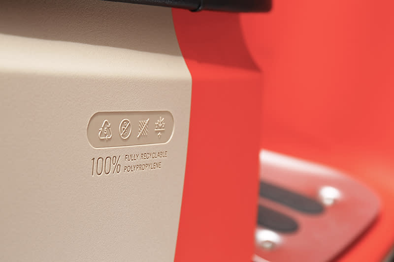Gogoro 3車殼採PP材質，具有防刮無須烤漆特性。