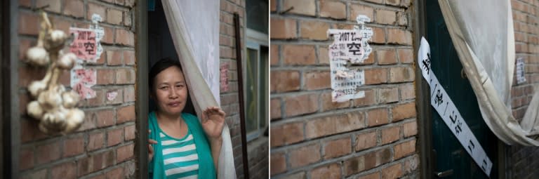 A nail remains on a wall where a woman used to hang garlic