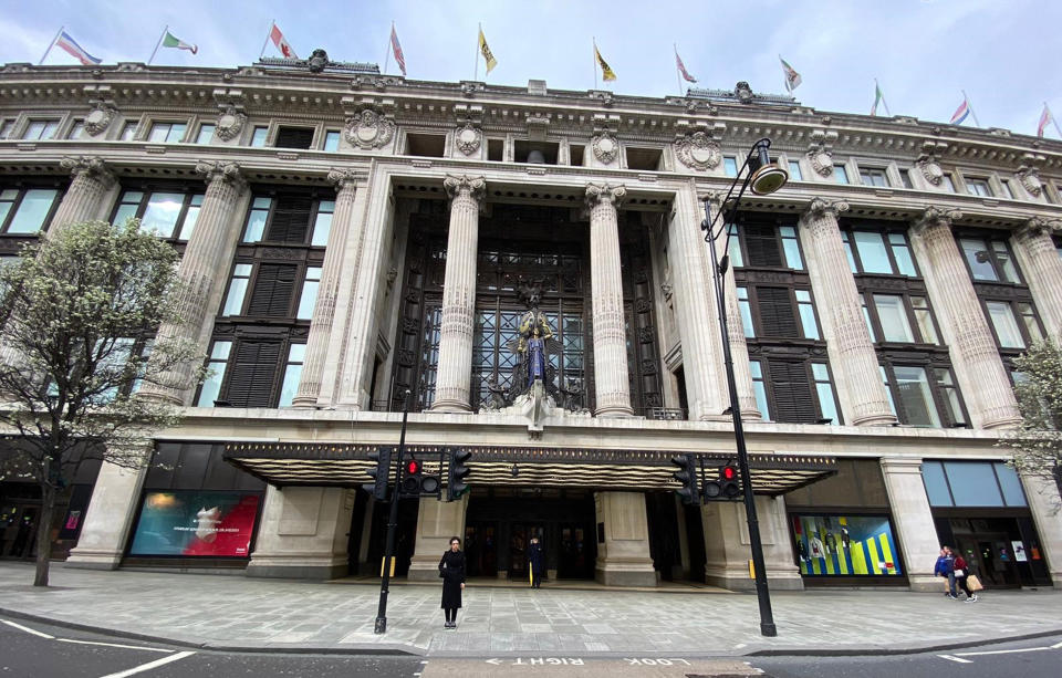 The street in front of Selfridges, which is usually packed full of shoppers, is practically empty.