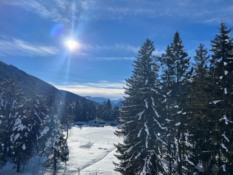 Paisaje invernal en Davos, Suiza