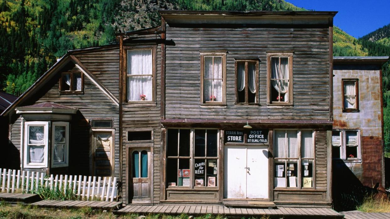 old post office and store building in mining ghost town