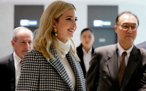 Ivanka Trump (L), advisor to and daughter of US President Donald Trump, arrives at Incheon International Airport - Credit: AFP