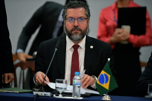Brazil's Foreign Minister Ernesto Araujo pictured at the opening of a two-day Mercosur meeting in Bento Goncalves, Brazil