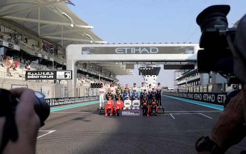 Drivers pose during an end season picture ahead the Emirates Formula One Grand Prix, at the Yas Marina racetrack in Abu Dhabi, United Arab Emirates, Sunday, Dec.1, 2019 - Credit: &nbsp;AP